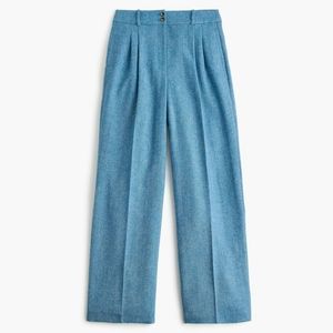 J Crew collection blue wool pleated wide leg pants